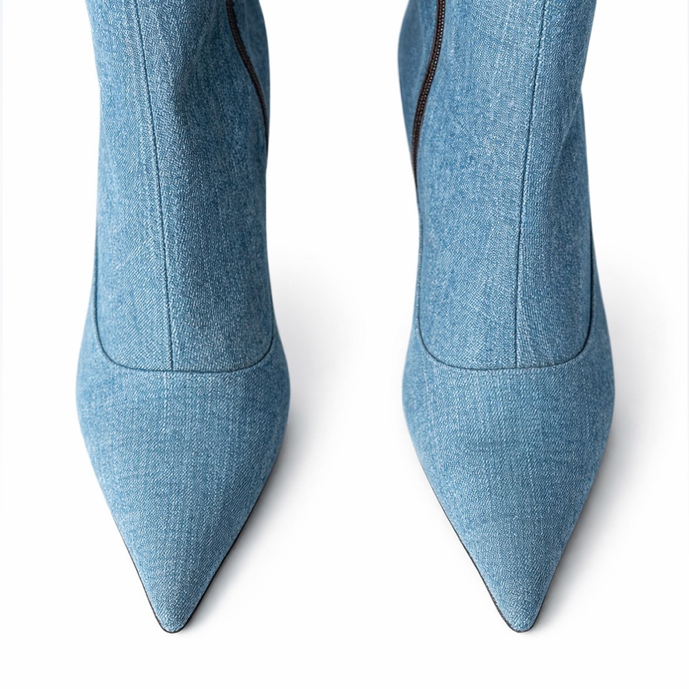Vicini Italian Denim Boots 38.5 8 8.5 - Picture 3 of 8